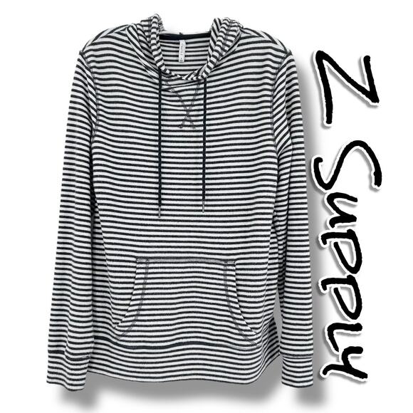 Z Supply Striped Pullover Hoodie Sweatshirt Cozy Soft Pocket Evereve Womens S - Picture 1 of 12